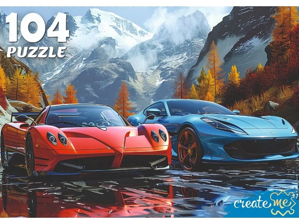 Пазлы  104 элемента  230*330мм   "Два авто на фоне гор"