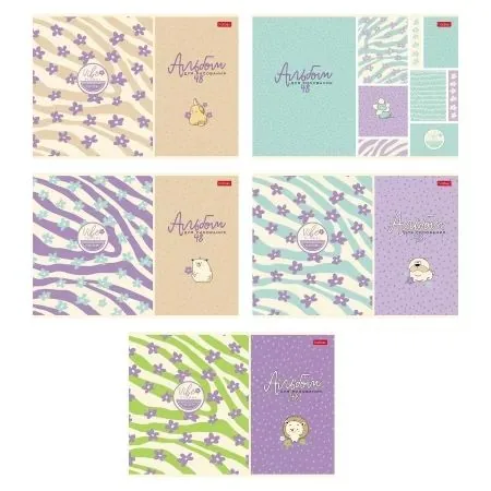 Альбом А4 48л скоба "Floral Vibe" пл. 100 гр/м, 5диз.в блоке, софт-тач*