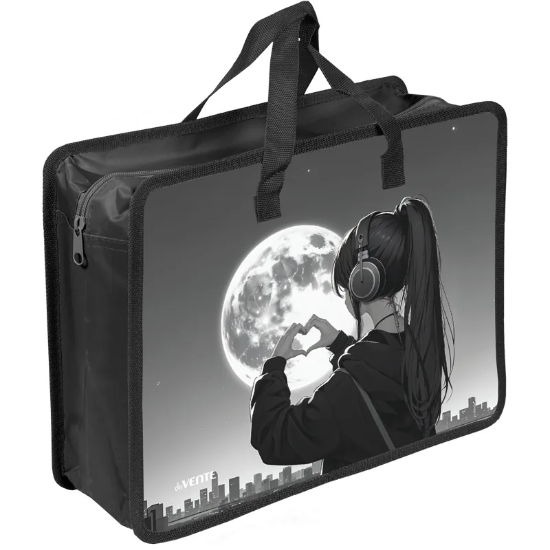 Папка А4 (335*260*100) с ручками, молния, пластик" Silver Moon"