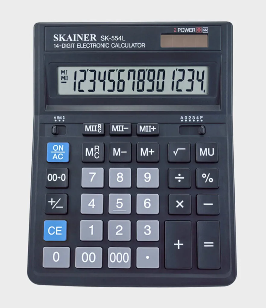 Калькулятор  14 разр. Skainer  настольный, проф., двойное питание, черный SK-554L  (SDC-554)