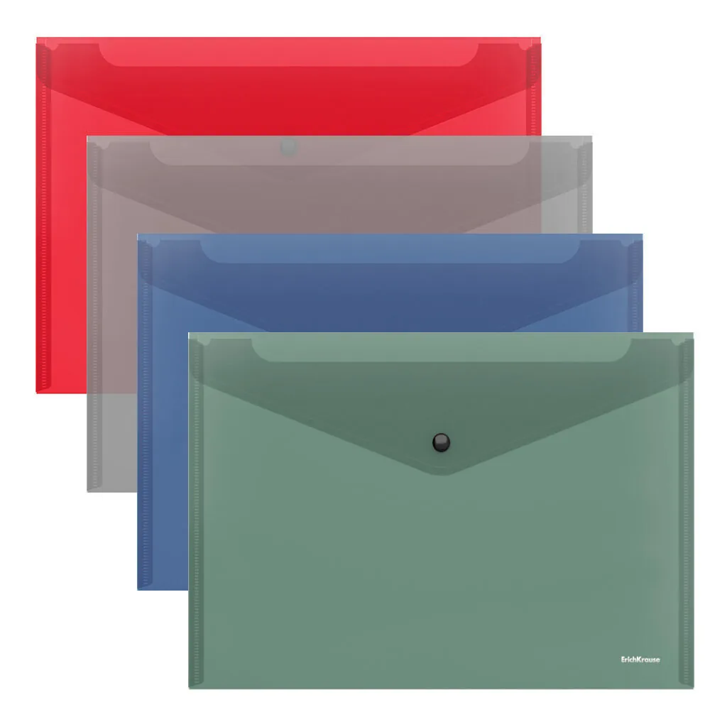 Конверт на кнопке А4  Glossy Classic 0,16мм, ассорти