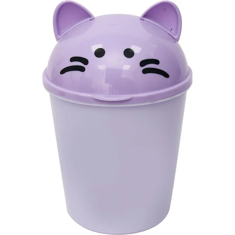 Контейнер для мусора наст."deVENTE. Ghost Meow" с крышкой, сиреневый