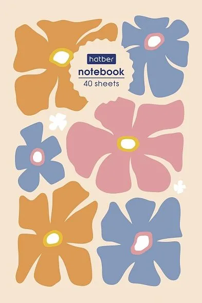 Блокнот А6  40л клеевой кор. "Floral" клетка, глянц.лам.*