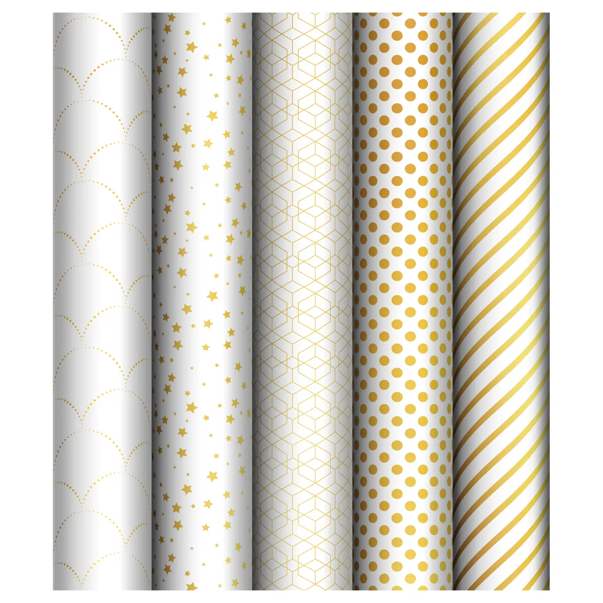 Набор упаковочной бумаги глянц. 70*100см, MESHU "Pattern on white", 80г/м2, ассорти 5 дизайнов