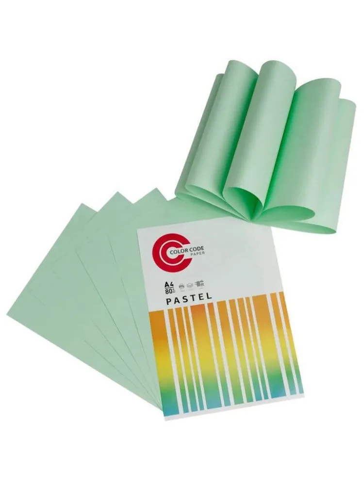 Бумага А4 цветная 500л Color Code ПАСТЕЛЬ, зеленая