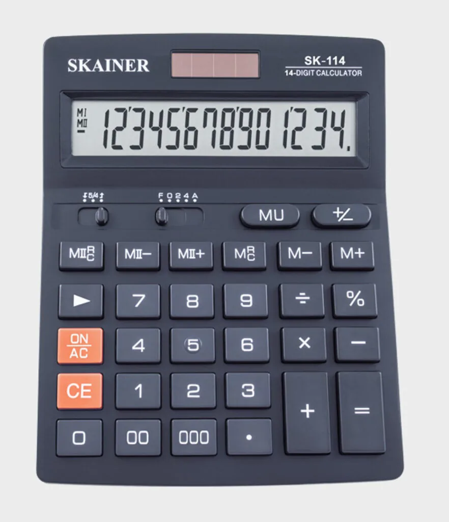 Калькулятор  14 разр. Skainer  настольный, двойное питание, черный SK-114