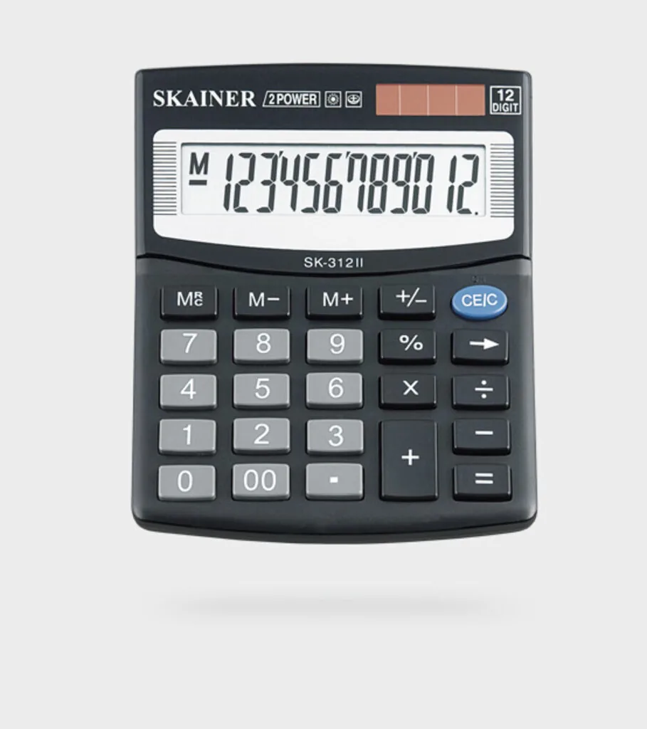 Калькулятор  12 разр. Skainer  настольный, двойное питание, черный SK-312II  (SDC-812)