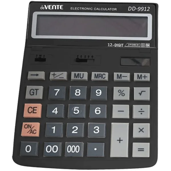 Калькулятор  12 разр. deVENTE"  настольный, черный DD-9912