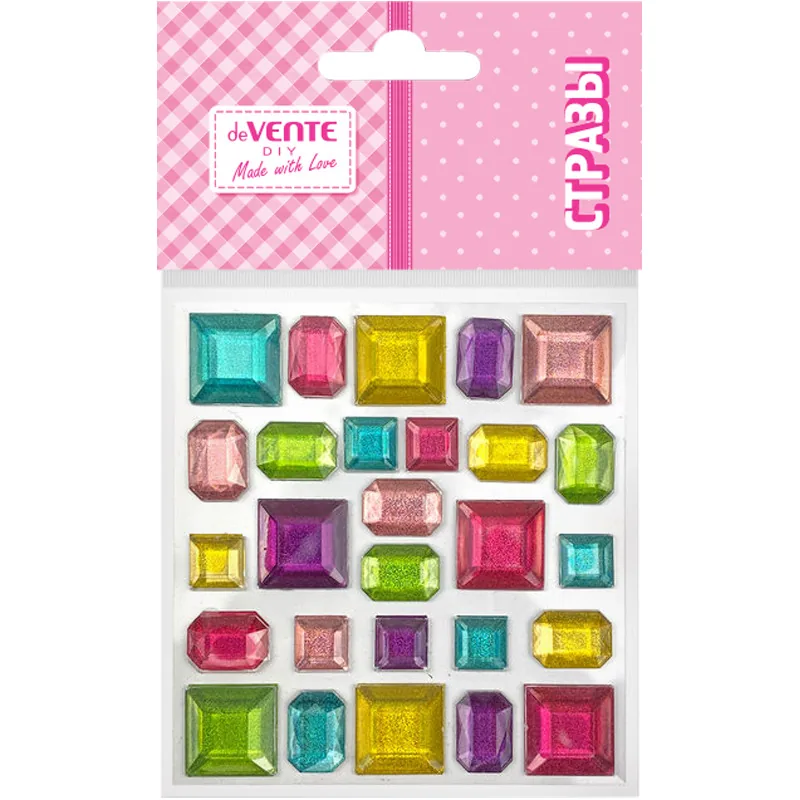 Стразы клеевые "DIY Chunky Gems Brights", крупные,ассорти цветов, 27шт.