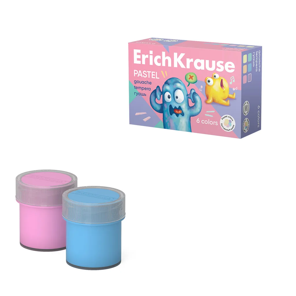 Гуашь  6цв 120мл Erich Krause Jolly Friends Pastel