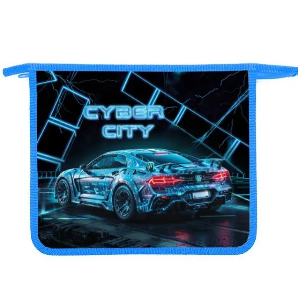 Папка д/тетрад. А5 (240*205*45) 1отд. молния сверху, пластик "Cyber city" диз. с двух сторон