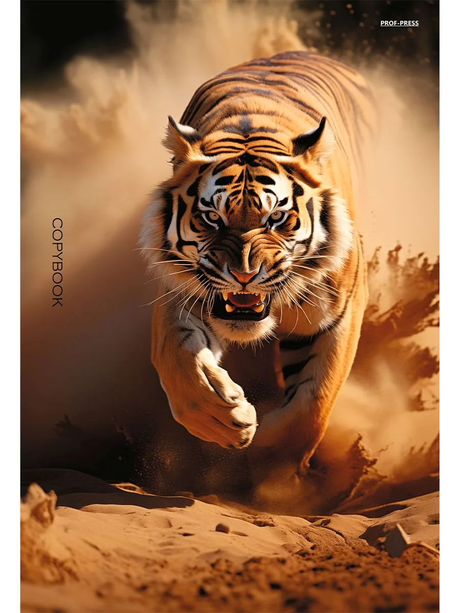 Тетрадь  А4 120л кл. на кольцах Проф-Пресс "Тигр в пустыне" белизна 100%