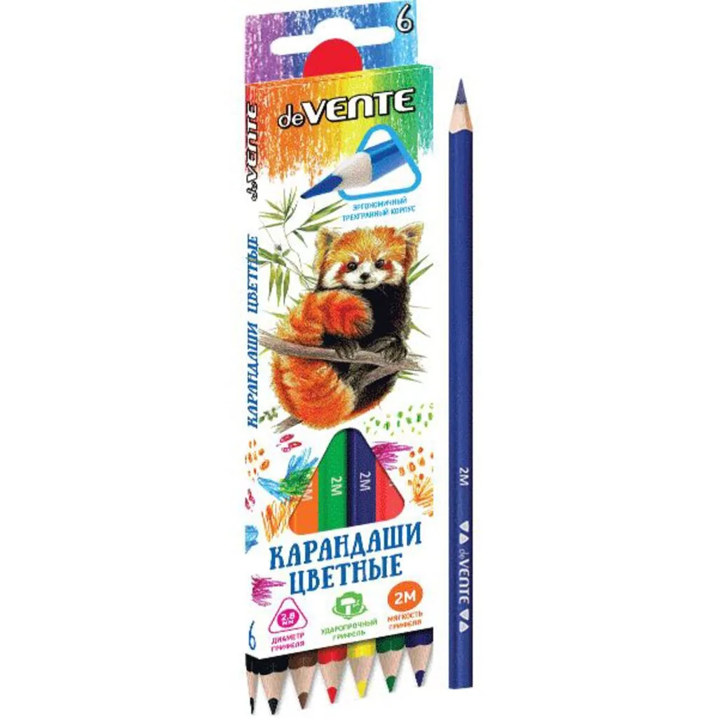 Карандаши цвет.  6цв  deVENTE  Trio  2М, трехгранные