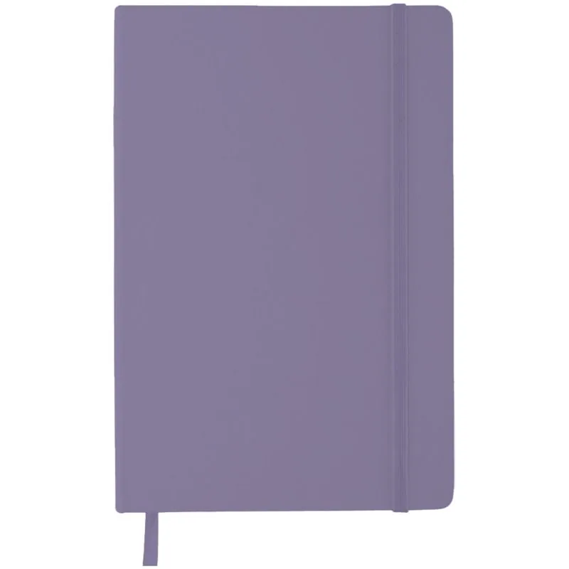 Записная книжка А6  80л. кожзам Soft Touch, клетка, верт.резинка, сиреневая