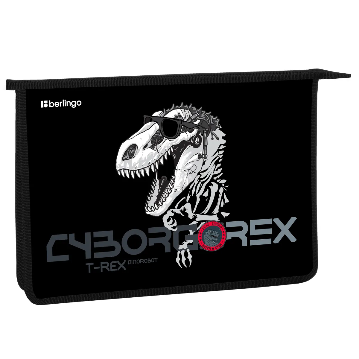 Папка для тетрадей 1 отделение, А4 Berlingo "T-REX", 340*245*40 мм, пластик, на молнии