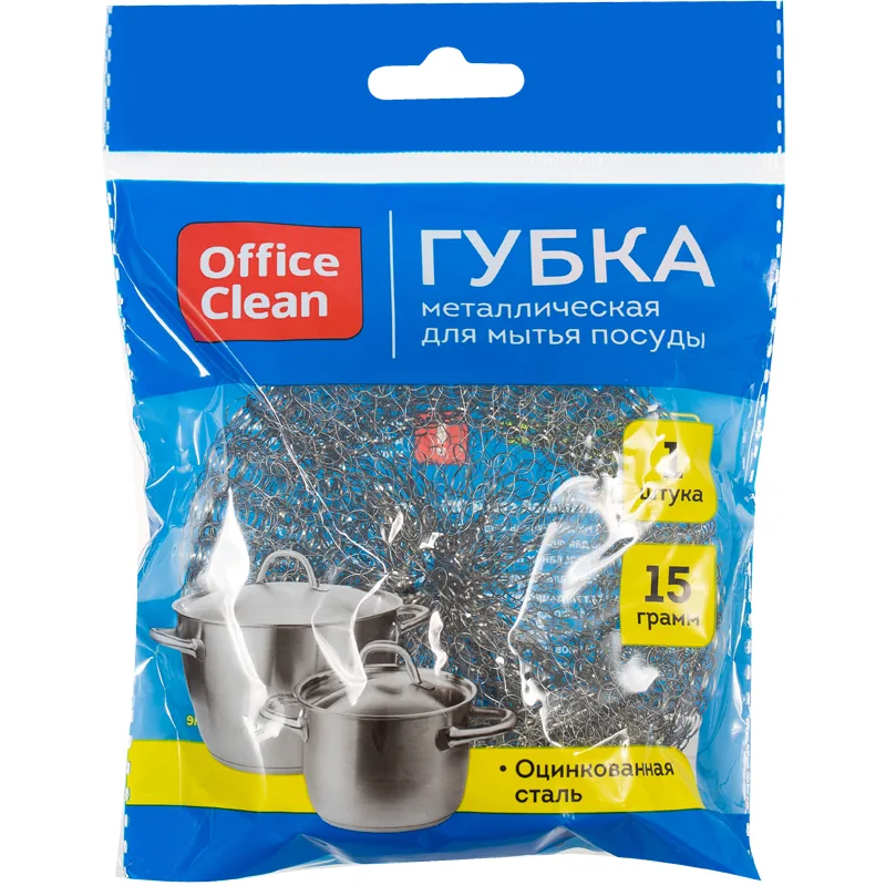 Губка для посуды OfficeClean, металлическая, 9*3 см, 1шт.