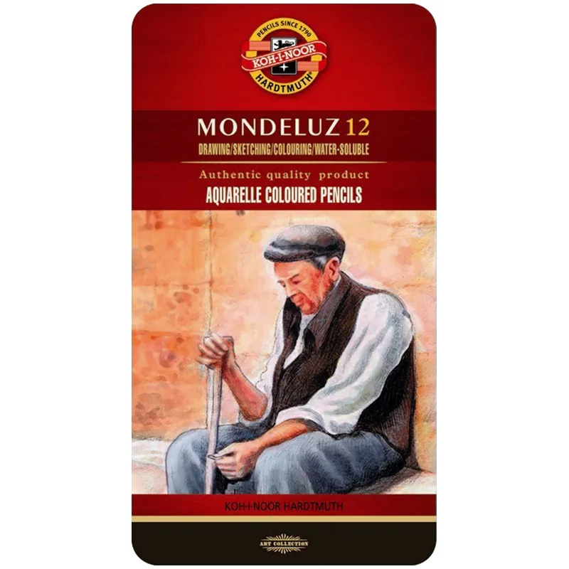 Карандаши акварельные Koh-I-Noor "Mondeluz Old Man 3722", 12цв., заточен., метал. пенал (ПОД ЗАКАЗ)