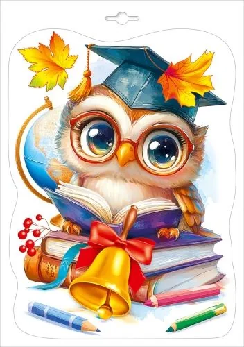 Наклейка интерьерная 20*30см "Сова с книжками" двустороняя