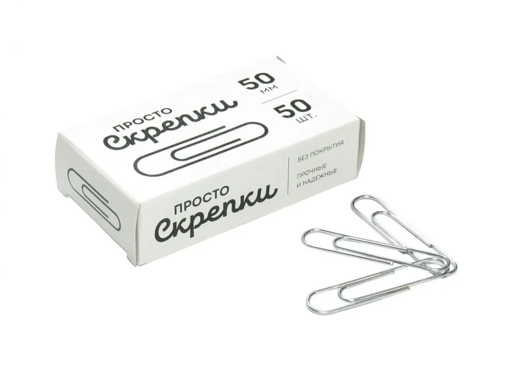 Скрепки 50мм -  50шт. карт.уп. гладкие