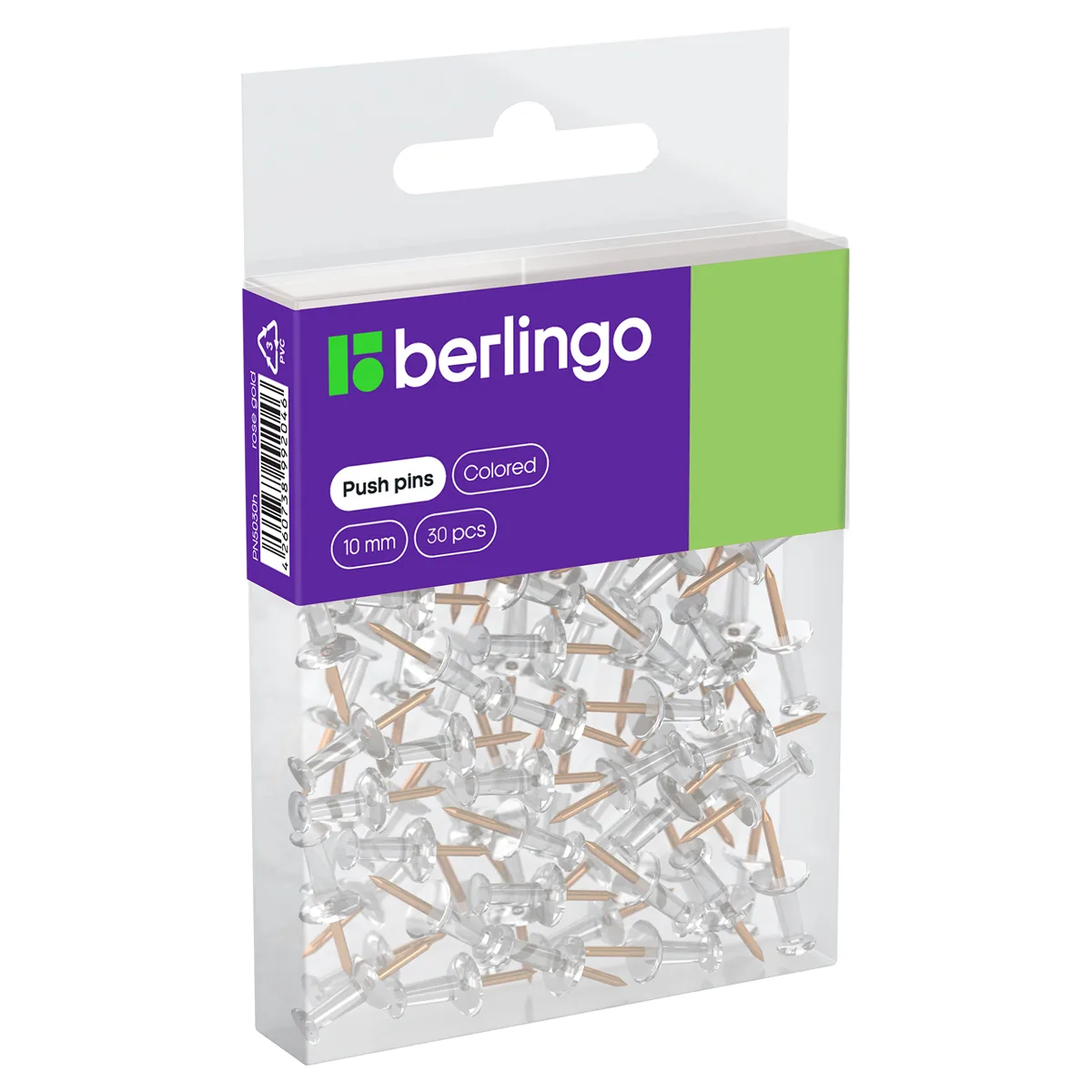 Кнопки силовые Berlingo, 30шт., цветные, ПВХ упак., европодвес, розовое золото
