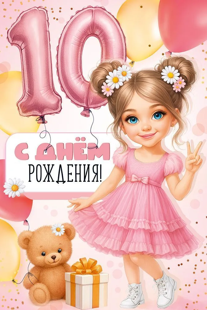 Открытка А5 "10 лет. С Днем рождения!"