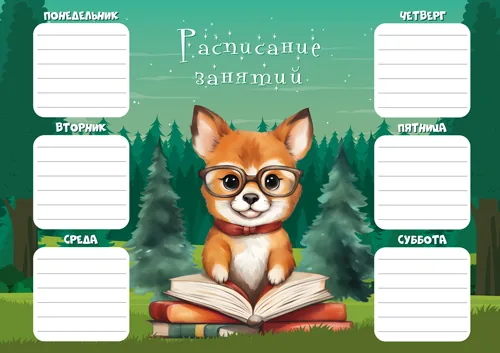 Расписание уроков 20*30см "Корги" 150гр/м