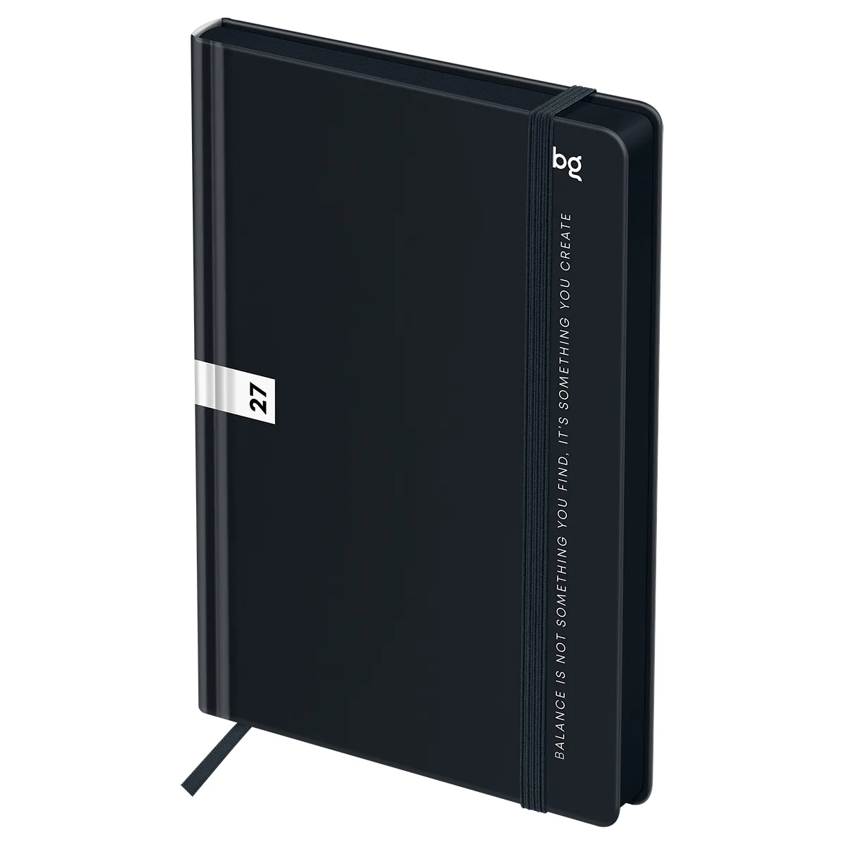 Ежедневник датированный 2027г, А5, 176л., 7БЦ BG"Monochrome. Black", черный, soft tuch