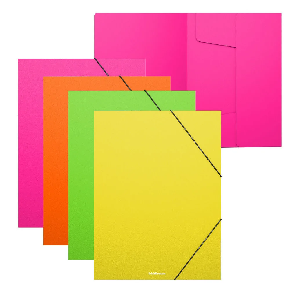 Папка на резинке А4 Matt Neon, ассорти