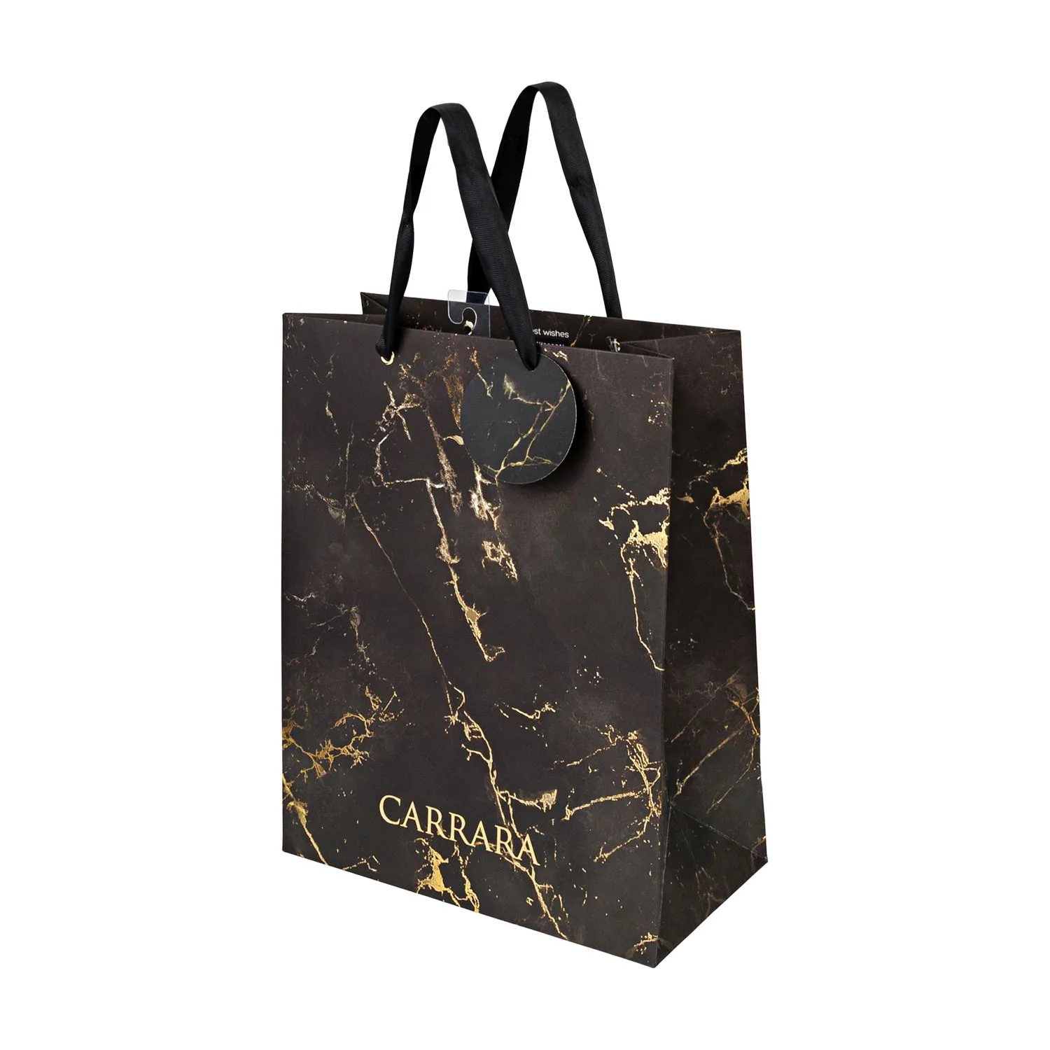Пакет подар. бумажн. 26*32,4*13 см 210гр/м2 Carrara. Black