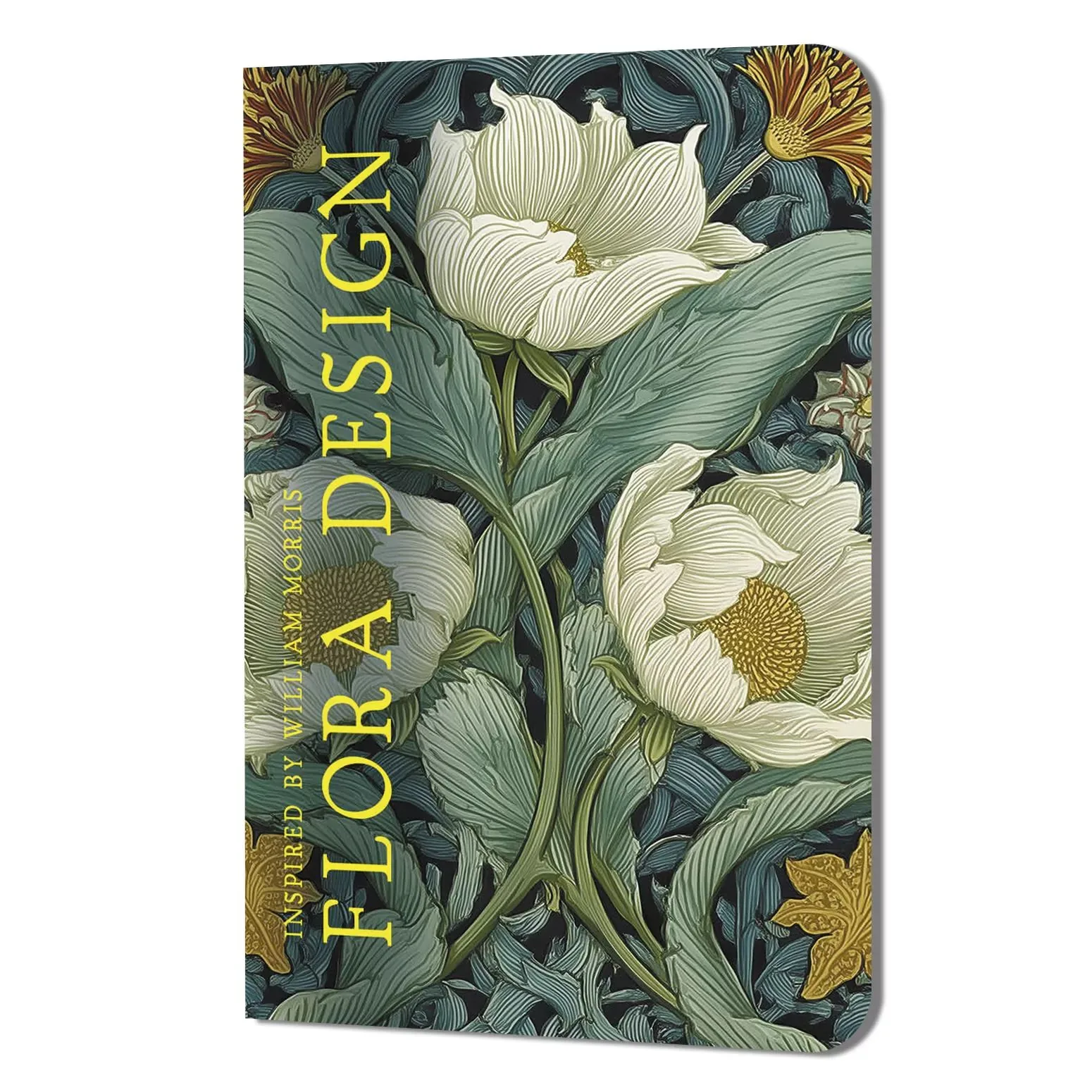 Записная книжка А5  32л. картон, скоба "FLORA DESIGN. Inspired by William Morris. Белые цветы" лин.