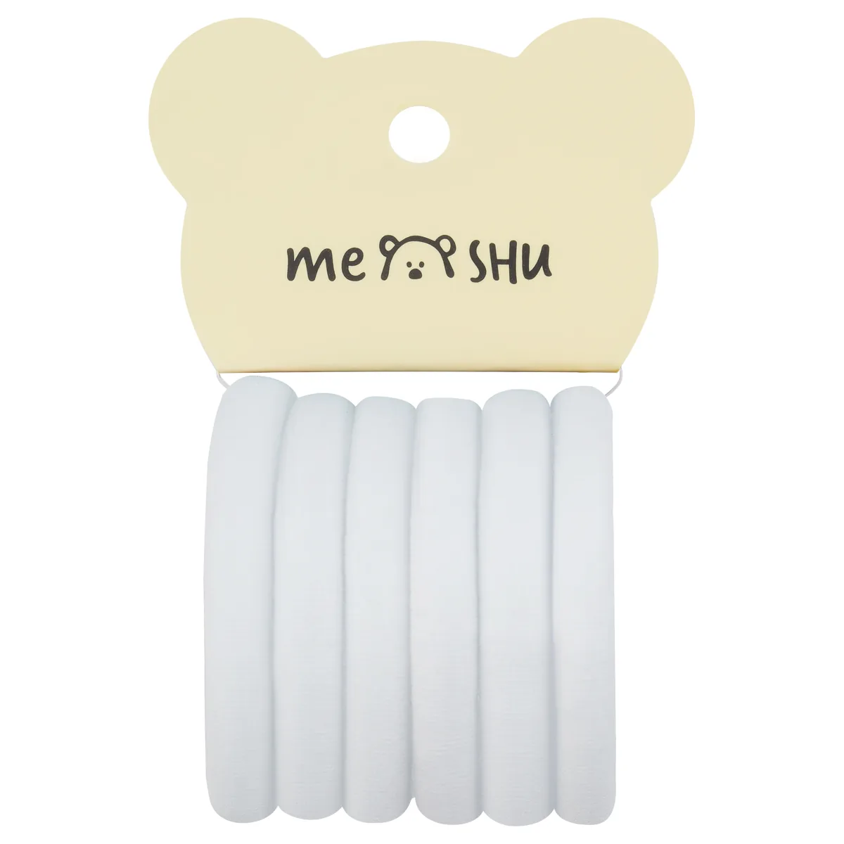 Резинки для волос MESHU "Essence thin", белые, 6шт., диаметр 4см, европодвес