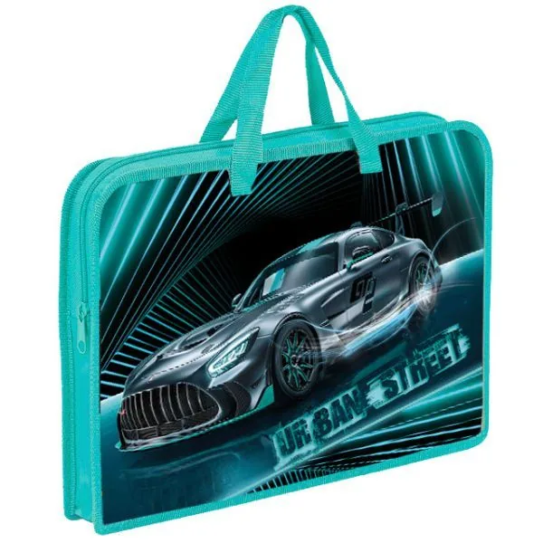 Папка А4 (340*245*40) с ручками, молния, пластик "Urban car"
