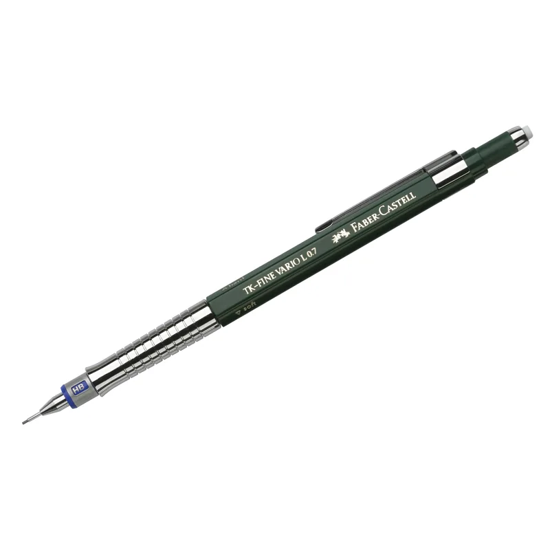 Карандаш механический Faber-Castell "TK-Fine Vario L" 0,7мм, с ластиком, темно-зеленый