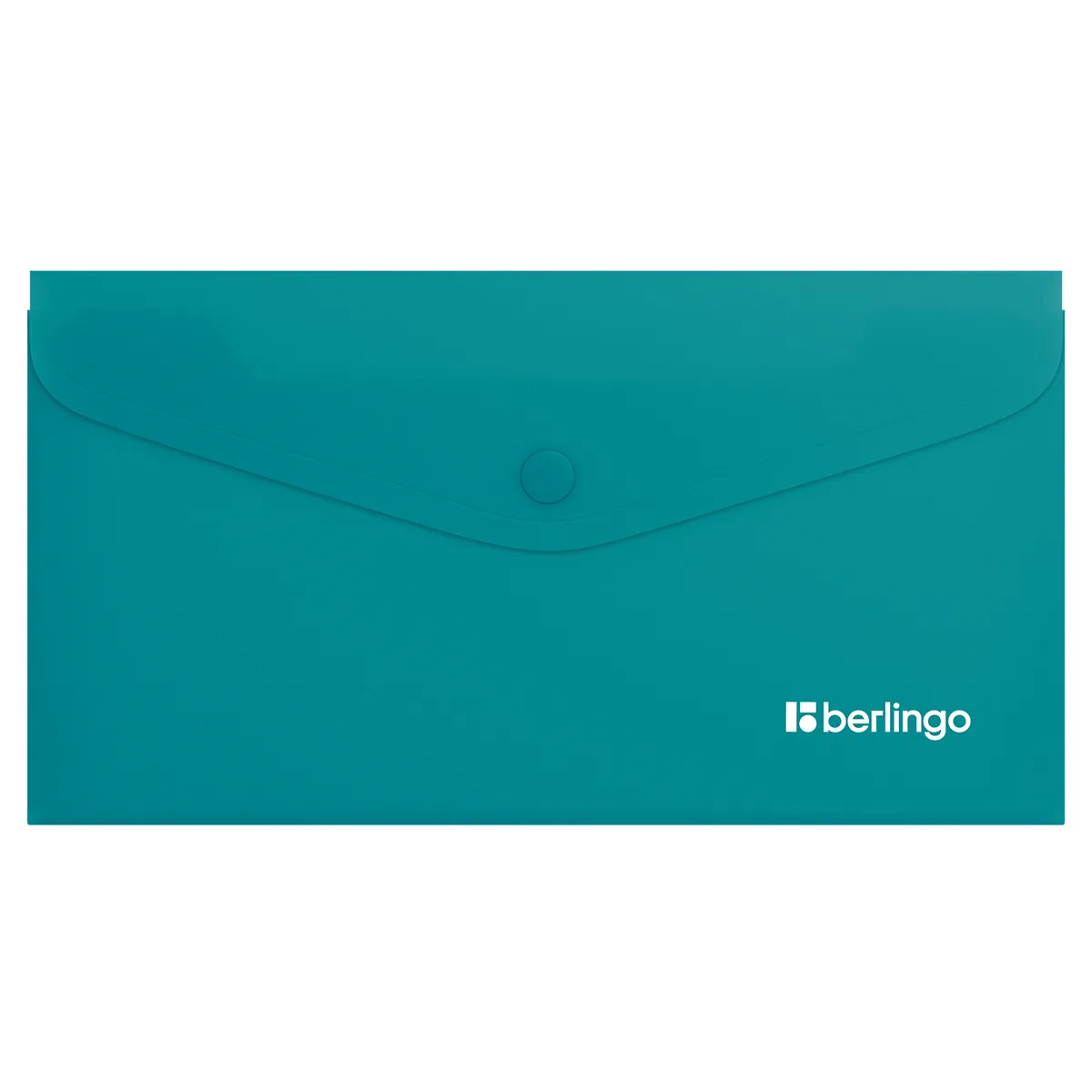Папка-конверт на кнопке Berlingo "Soft Touch", C6, 200мкм, софт-тач, бирюзовая