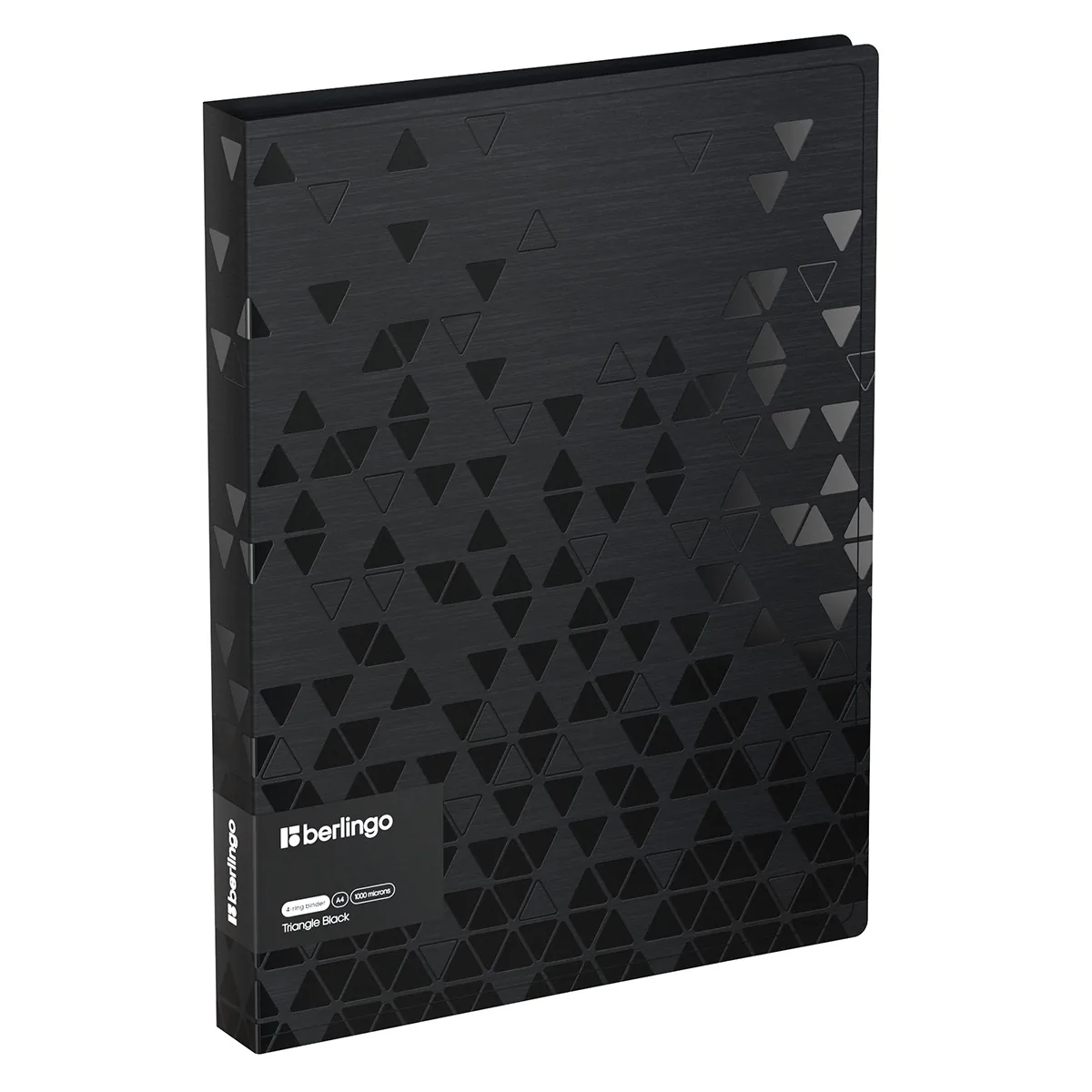 Папка на 4 кольцах Berlingo "Triangle Black", 24мм, 1000мкм, черная, D-кольца, с внутр. карманом