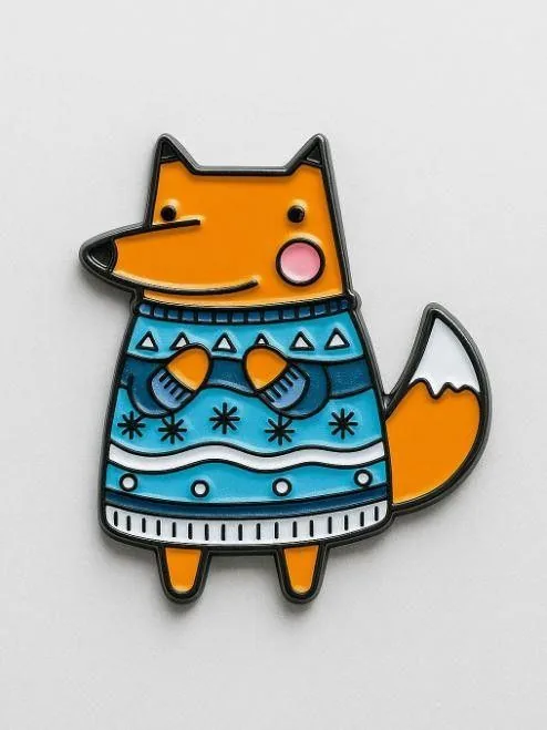 Значок металлический 35мм "Cozy fox"