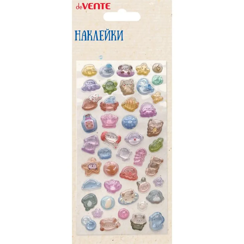 Наклейки эпоксидные объемные  9*17,4см  "Подводный мир" 3D, в том числе д/телефона