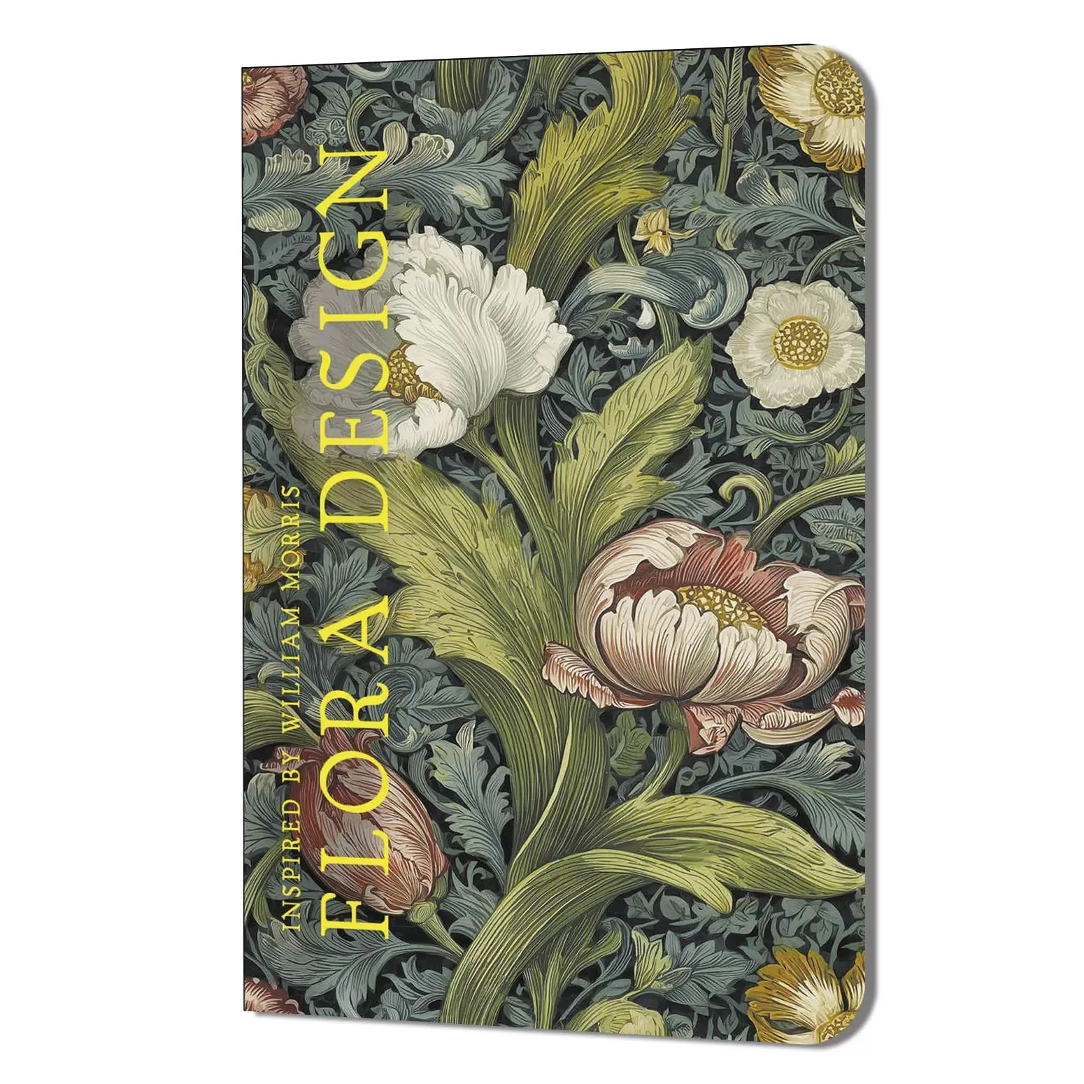 Записная книжка А5  32л. картон, скоба "FLORA DESIGN. Inspired by William Morris. Белые и розовые цв