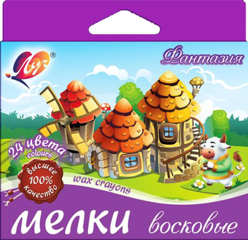 Мелки восковые масляные ЛУЧ "Фантазия" 24цв. 9,5*90мм