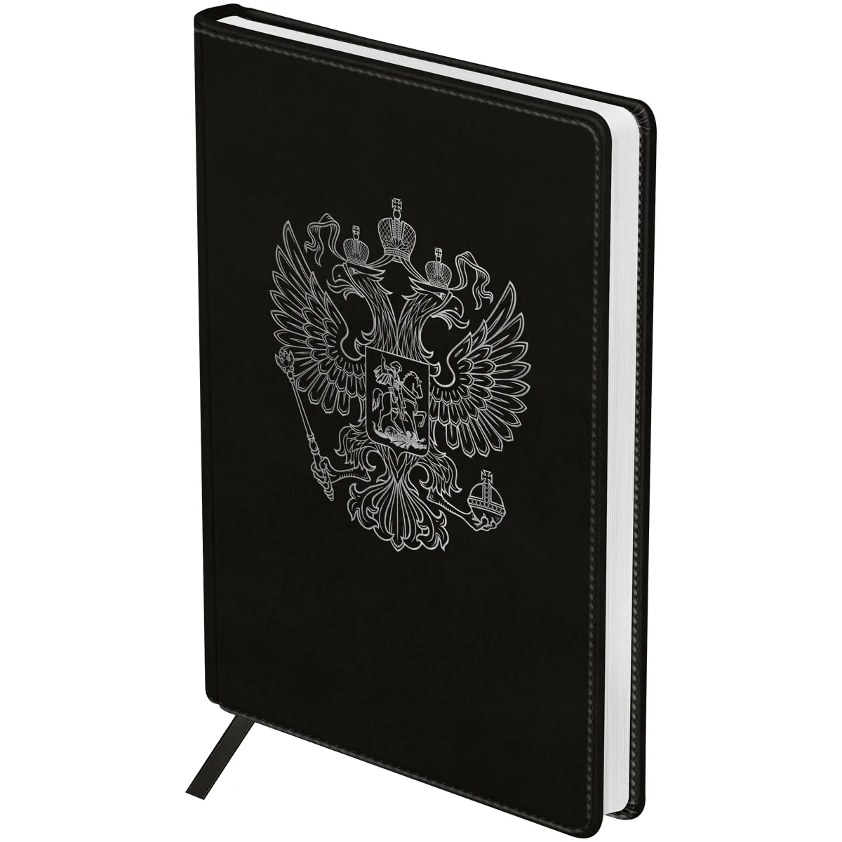 Ежедневник недатированный, А5, 160л., твердый переплет, кожзам, BG "Орел", черный