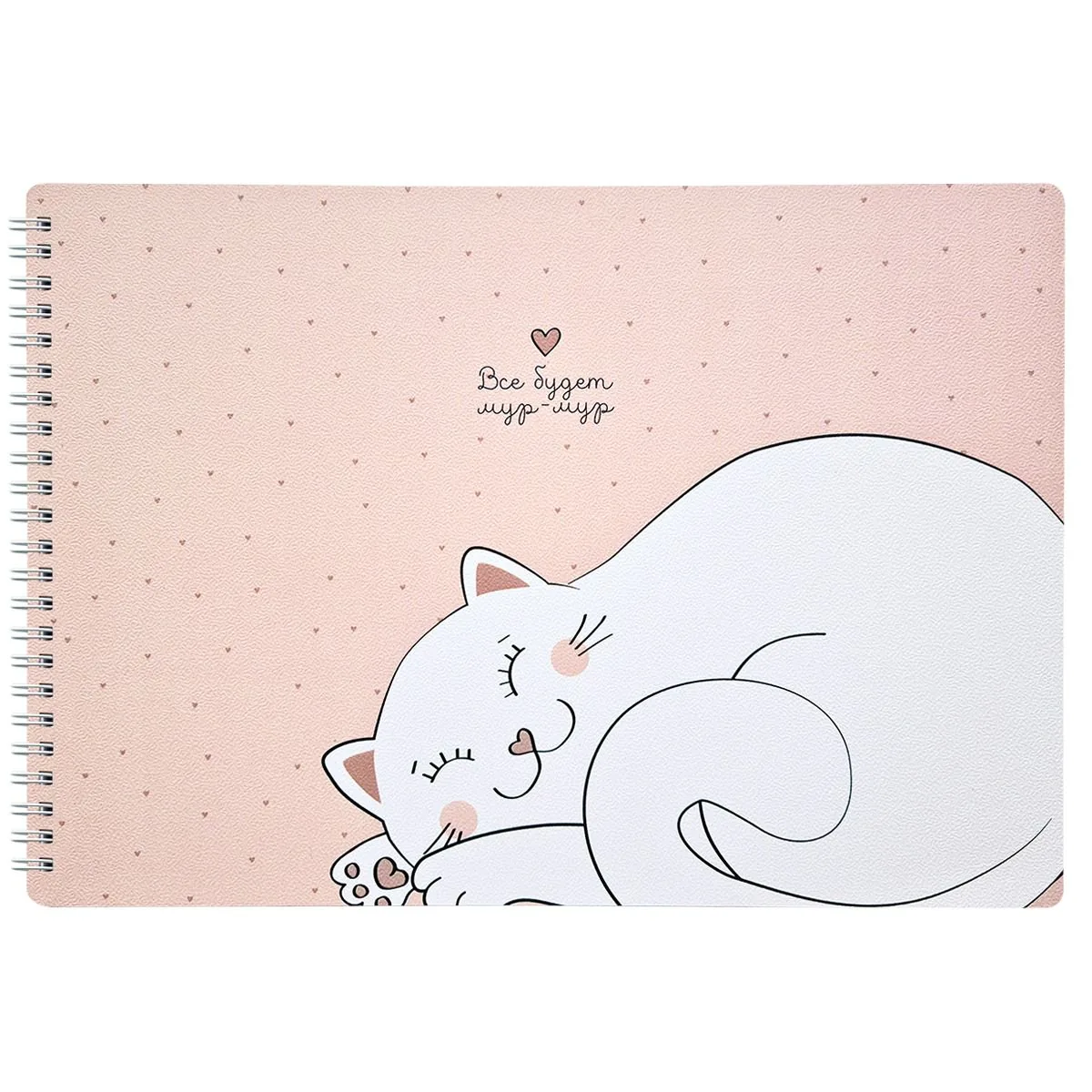 Скетчбук А4  40л., гребень, 120гр/м2 "Be Smart. Mur-mur. Кот"