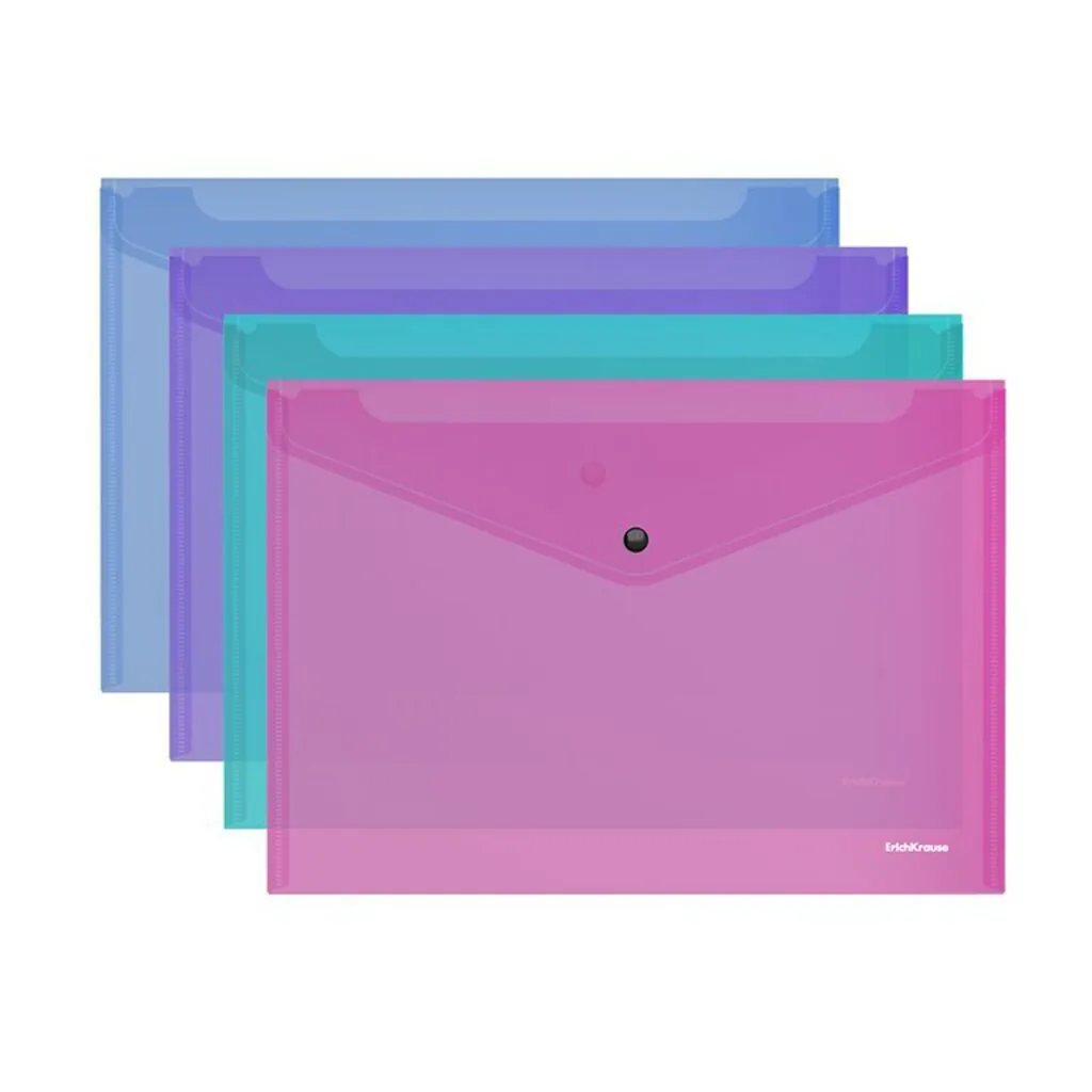 Конверт на кнопке А5+ полупрозрачн. Vivid  ассорти