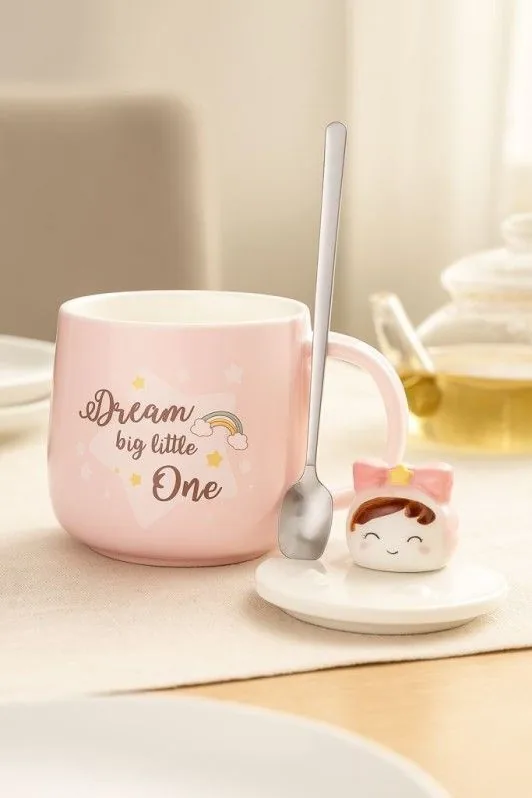 Кружка керамическая 380мл "Dreams big little" розовая