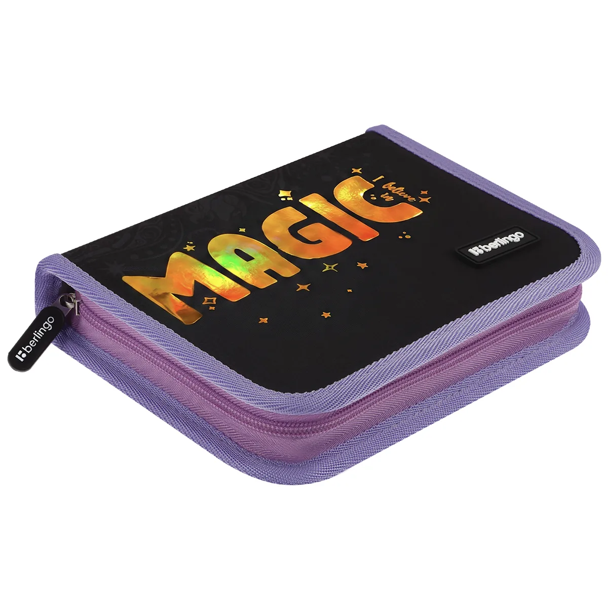 Пенал 1 отделение, 200*140*40 Berlingo "Purple Magic", дополнительная откидная секция, полиэстер