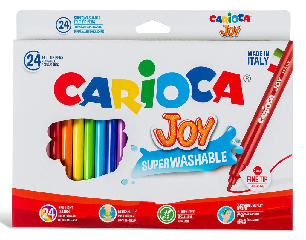 Фломастеры  24цв "Carioca Superwashable", карт.коробка