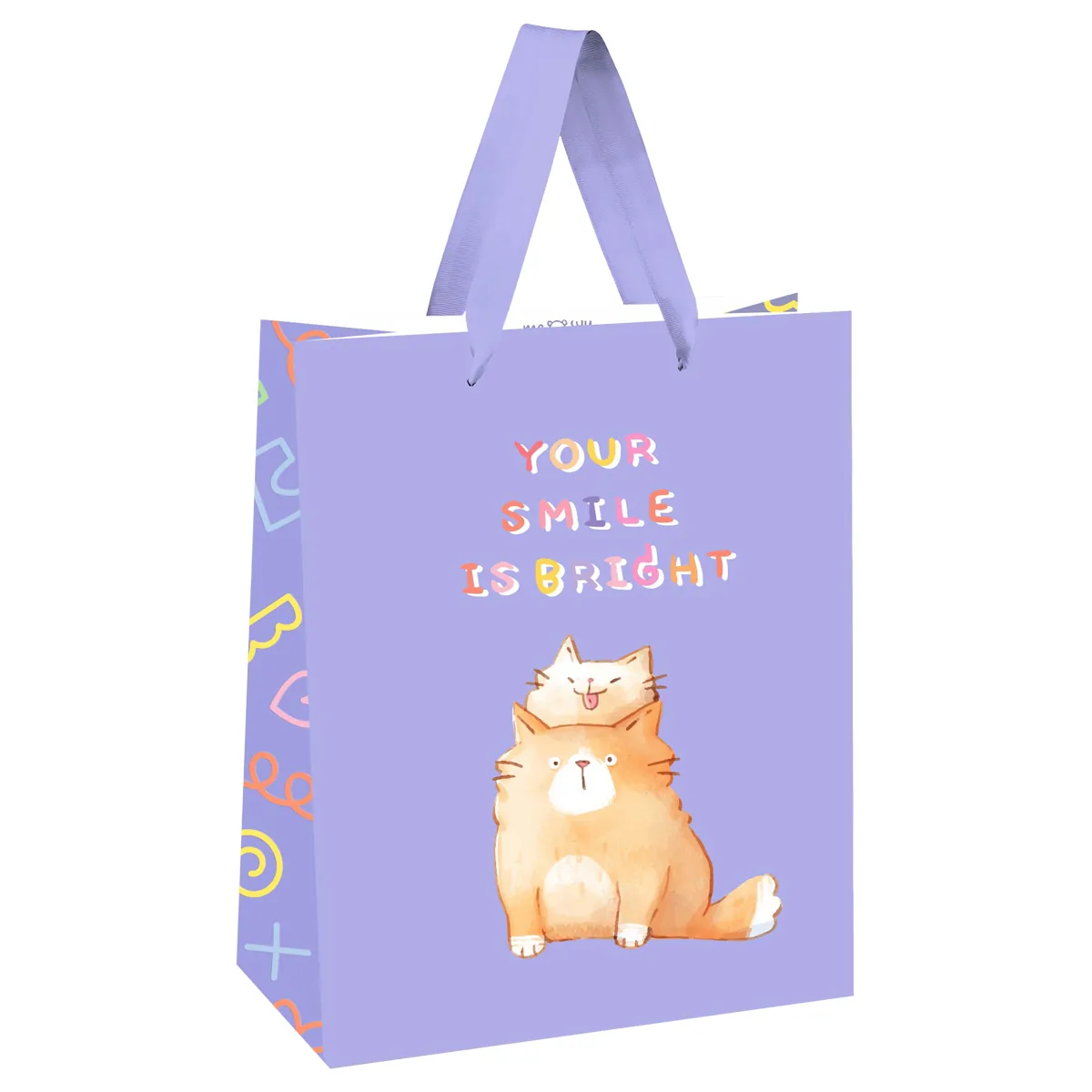 Пакет подарочный 18*23*10см MESHU "Your smile is bright", выб. лак, белый крафт