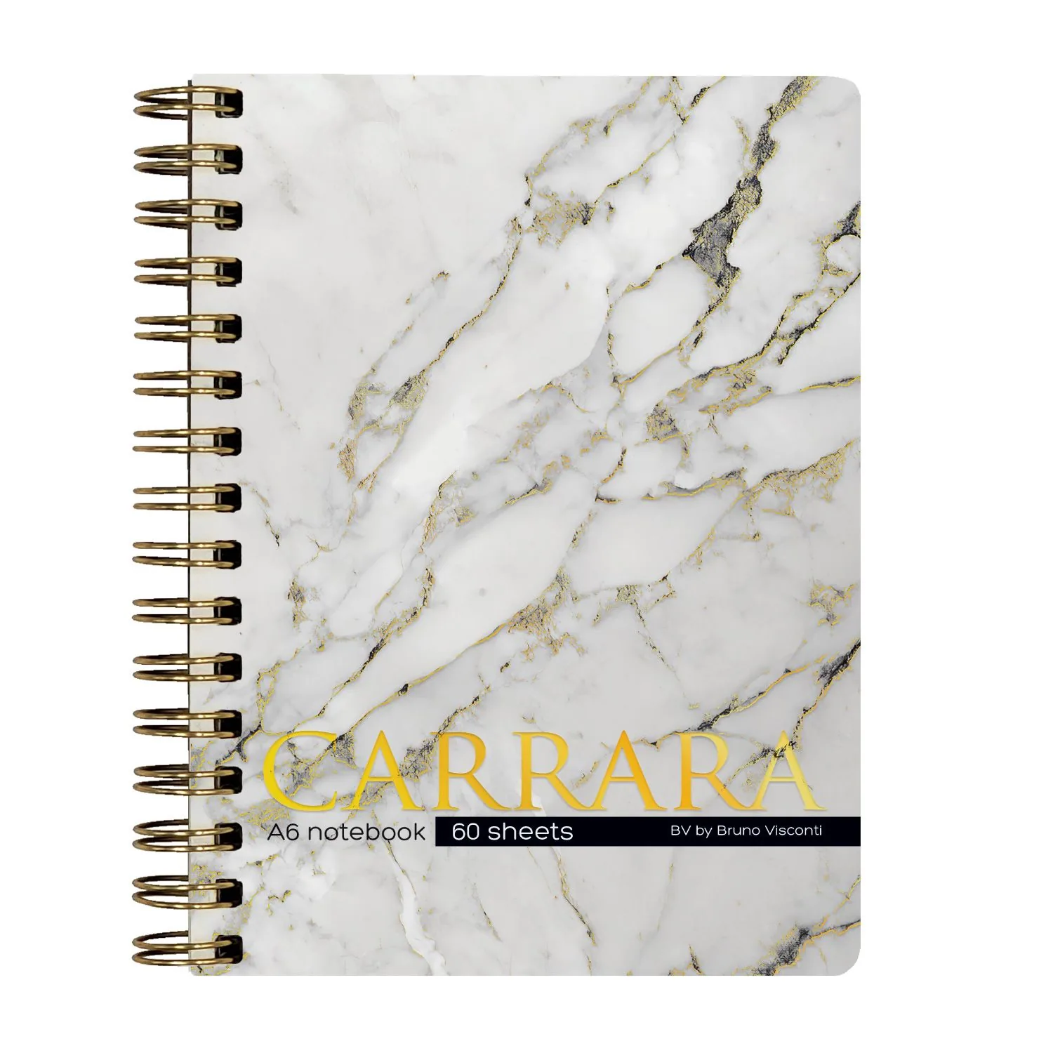 Записная книжка А6  60л. картон, гребень "Carrara" кл., софт-тач, фольга