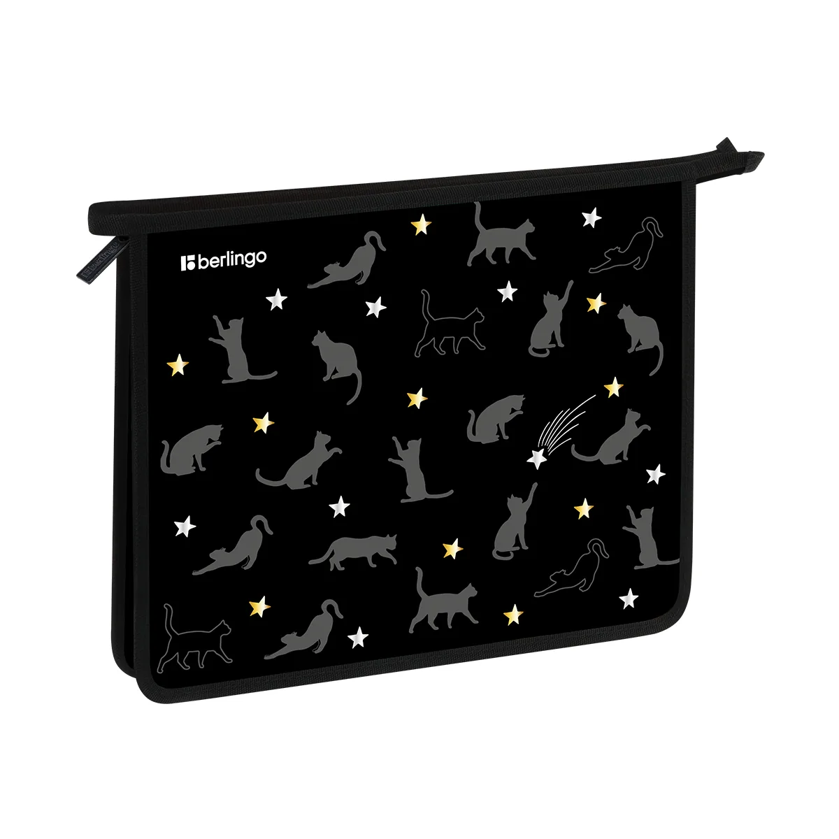 Папка для тетрадей 1 отделение, А5 Berlingo "MEOW Galaxy", 240*205*40мм, пластик, на молнии