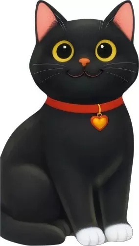 Открытка фигурная б/т "Котик" черный