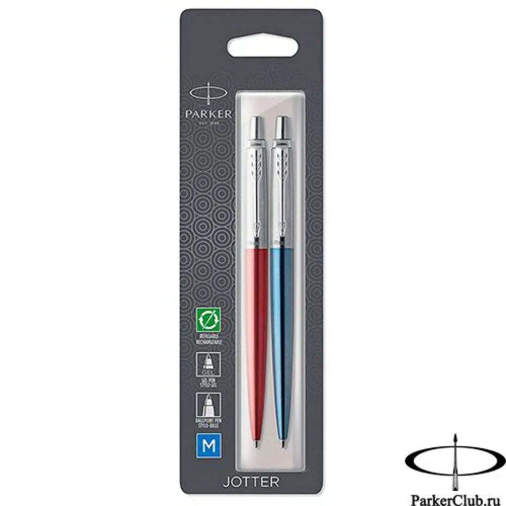 Набор Parker Jotter London Шариковая ручка Red + гелевая ручка Blue М, кнопочн., блистер